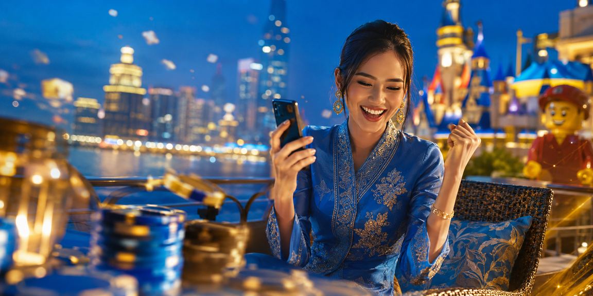 Pengguna berbaju kurung akses loteri 42600 melalui telefon pintar di Malaysia